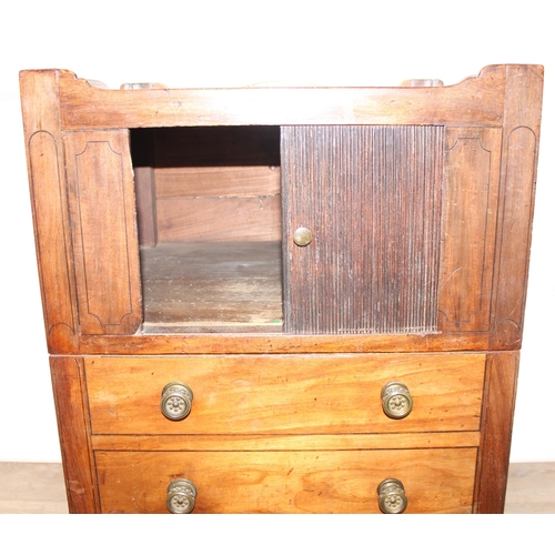 97 - A Georgian mahogany tambour fronted tray top night stand or night cabinet, approx, 53cm wide x 48cm ... 