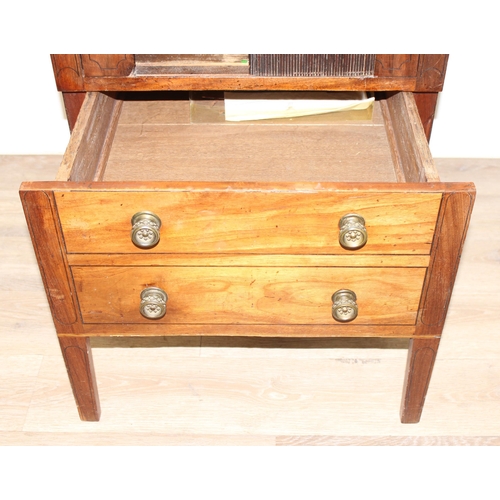 97 - A Georgian mahogany tambour fronted tray top night stand or night cabinet, approx, 53cm wide x 48cm ... 