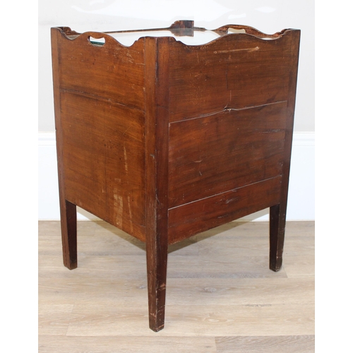 97 - A Georgian mahogany tambour fronted tray top night stand or night cabinet, approx, 53cm wide x 48cm ... 