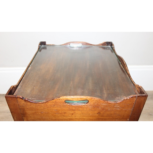 97 - A Georgian mahogany tambour fronted tray top night stand or night cabinet, approx, 53cm wide x 48cm ... 