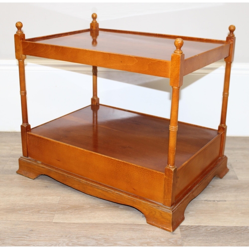 98 - A vintage good quality yew wood side table or bedside stand with low single drawer, approx 63cm wide... 