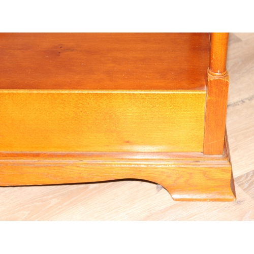 98 - A vintage good quality yew wood side table or bedside stand with low single drawer, approx 63cm wide... 