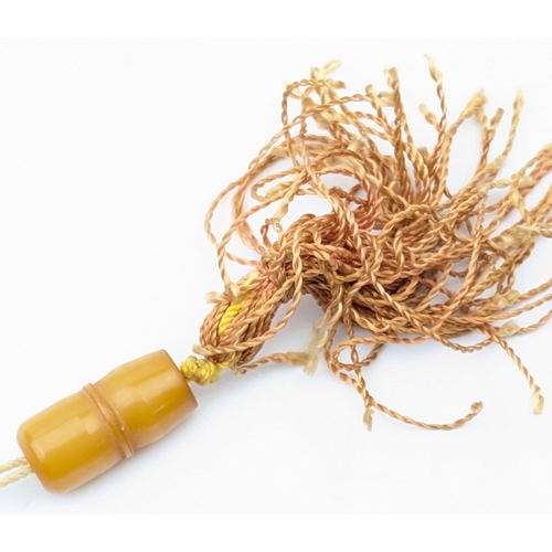 1151 - A vintage amber coloured cylindrical bead necklace, each bead approx 12mm wide, approx 30.49g gross