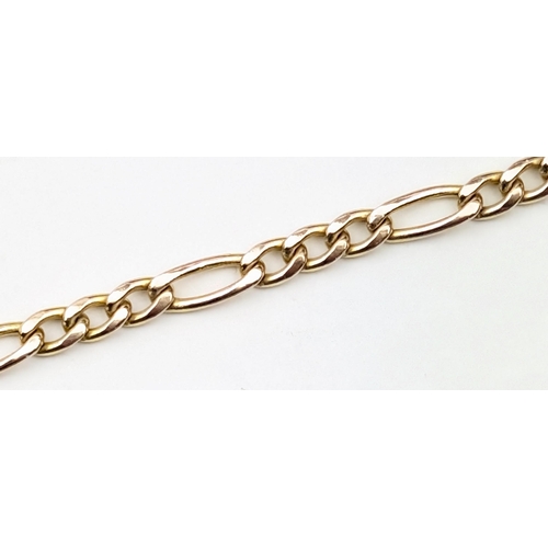 1170 - A vintage 9ct gold Figaro link bracelet, Italian made, marked and XRF confirmed, approx 18cm long, a... 