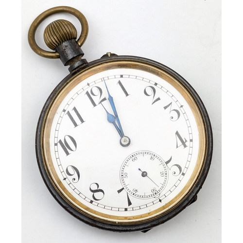 1372 - An antique Goliath pocket watch with gunmetal case, movement marked for 