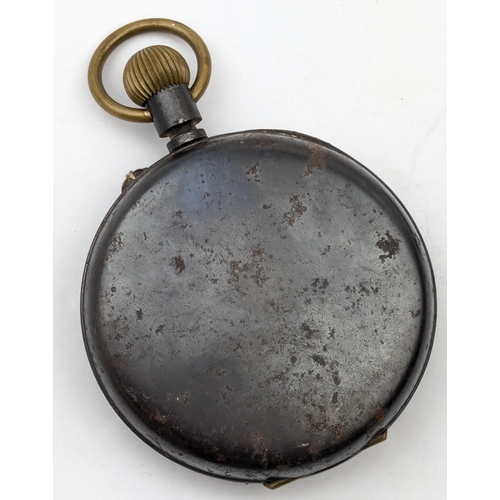 1372 - An antique Goliath pocket watch with gunmetal case, movement marked for 