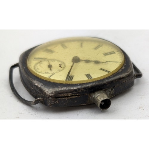 1372 - An antique Goliath pocket watch with gunmetal case, movement marked for 