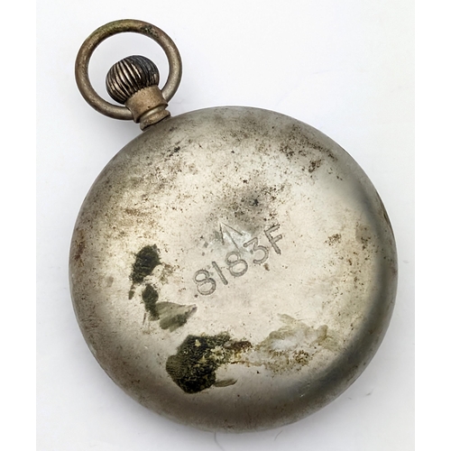 1449I - A vintage WW2 period military pocket watch in plated case, dial marked for H. Williamson Ltd of Lond... 