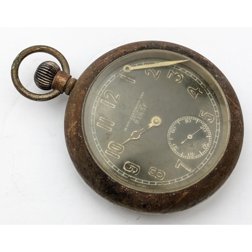 1449I - A vintage WW2 period military pocket watch in plated case, dial marked for H. Williamson Ltd of Lond... 