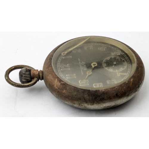 1449I - A vintage WW2 period military pocket watch in plated case, dial marked for H. Williamson Ltd of Lond... 