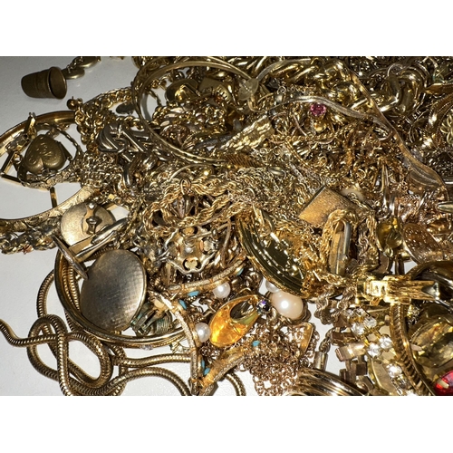 1165 - A huge qty of assorted vintage gold plated jewellery, approx 2kg gross