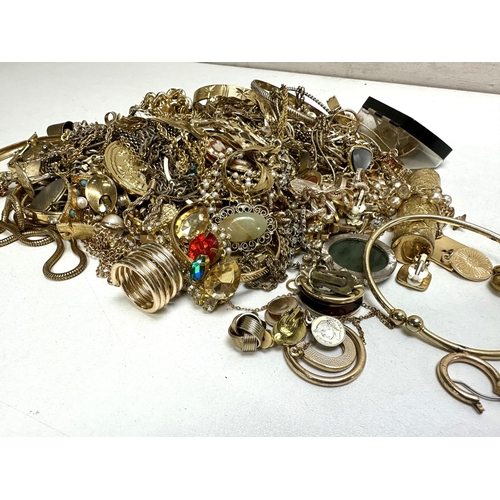 1165 - A huge qty of assorted vintage gold plated jewellery, approx 2kg gross