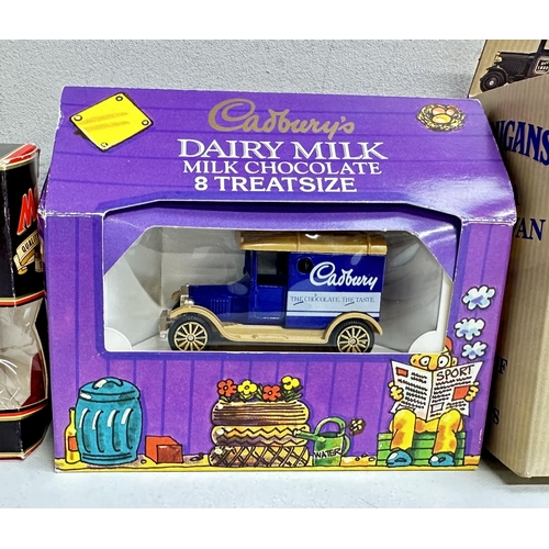 620 - Qty of boxed toy vehicles to include chocolate advertising including Cadbury's, some with products