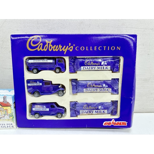 620 - Qty of boxed toy vehicles to include chocolate advertising including Cadbury's, some with products