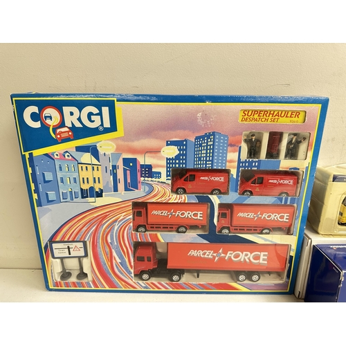 621 - A qty of boxed Corgi vehicles, mostly lorries to include Eddie Stobart, Weetabix and a Parcel Force ... 