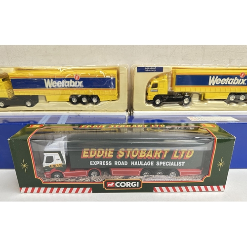 621 - A qty of boxed Corgi vehicles, mostly lorries to include Eddie Stobart, Weetabix and a Parcel Force ... 