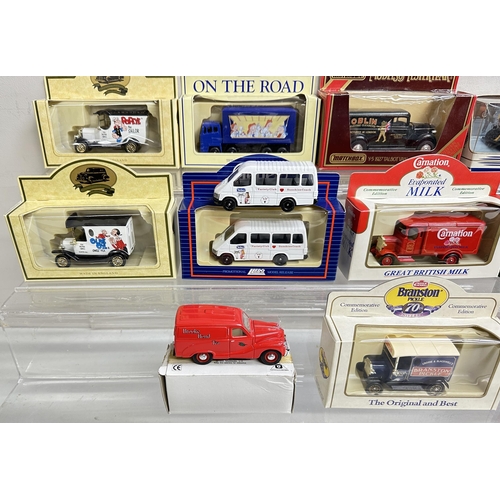 624 - Qty of various boxed model cars with various advertising including Corgi, Dinky, Days gone and Match... 