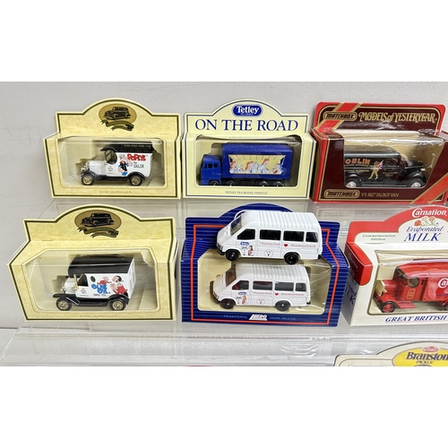 624 - Qty of various boxed model cars with various advertising including Corgi, Dinky, Days gone and Match... 