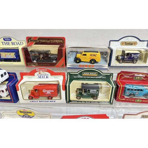 624 - Qty of various boxed model cars with various advertising including Corgi, Dinky, Days gone and Match... 