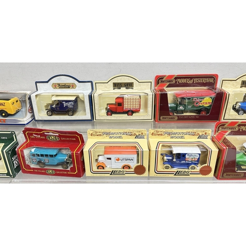 624 - Qty of various boxed model cars with various advertising including Corgi, Dinky, Days gone and Match... 