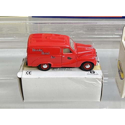 624 - Qty of various boxed model cars with various advertising including Corgi, Dinky, Days gone and Match... 