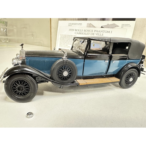 629 - Franklin Mint - 2 high quality models of Rolls Royce cars to inc 1925 Silver Ghost & 1929 Phantom