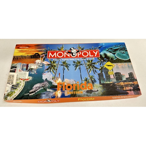 634 - 6 assorted location based Monopoly games to include Leicestershire, Florida, Milton Keynes, European... 