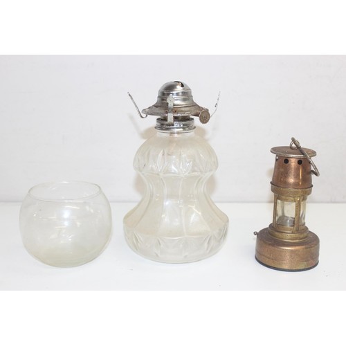 248 - Qty of assorted vintage brass and other lamps and lamp parts, one formed from an old teapot, the lar... 