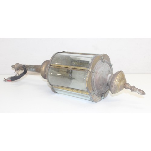 248 - Qty of assorted vintage brass and other lamps and lamp parts, one formed from an old teapot, the lar... 