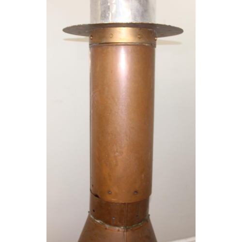 745 - A large copper cooker or chimney hood with fittings, approx 195cm tall as set up in picture