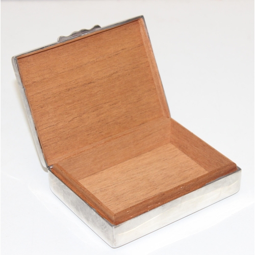 1122 - Vintage Aquascutum of London silver-plated cigarette box in original box, approx 11.5 x 9 x 3cm