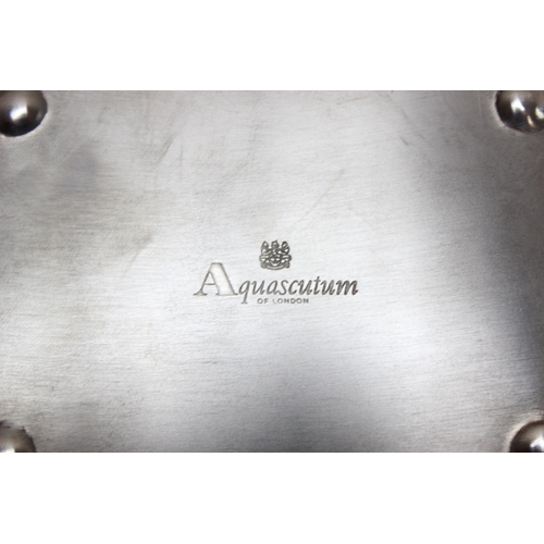 1122 - Vintage Aquascutum of London silver-plated cigarette box in original box, approx 11.5 x 9 x 3cm