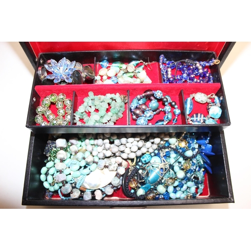 1182 - 2 vintage jewellery boxes containing a large qty of assorted costume jewellery