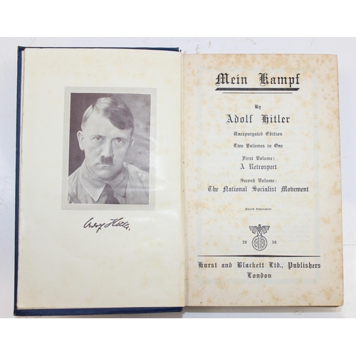 550 - My Struggle (Mein Kampf) by Adolf Hitler, published 1939 by Hurst & Blackett of London, hardback wit... 