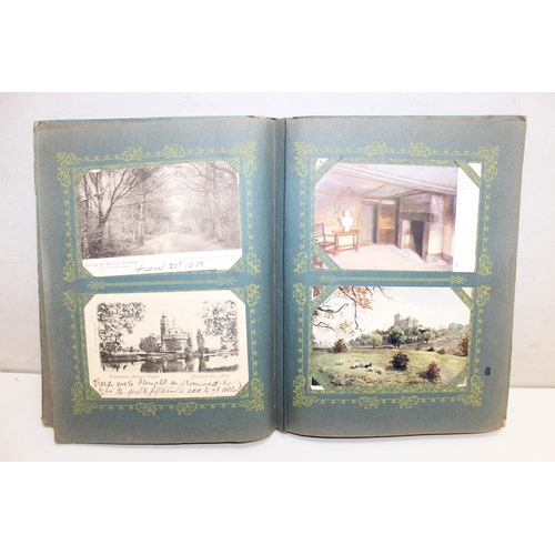 564 - An antique postcard album and contents, mainly scenes of London and UK places, some humorous and ani... 