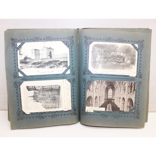 564 - An antique postcard album and contents, mainly scenes of London and UK places, some humorous and ani... 