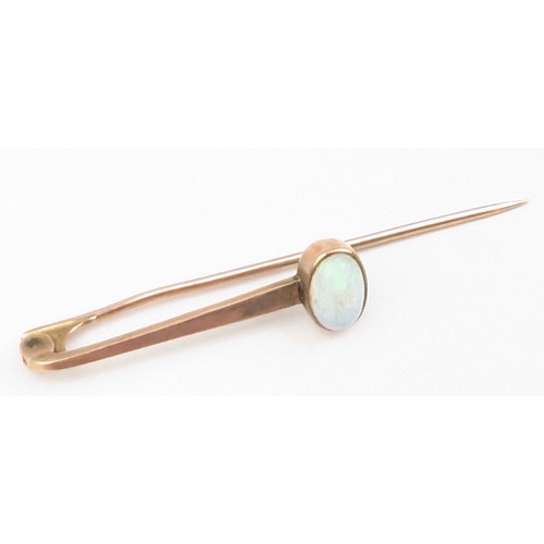 1177 - 2 pieces of 9ct gold, a 9ct gold cufflink shield and a partial bar brooch with opal, approx 4.17g gr... 