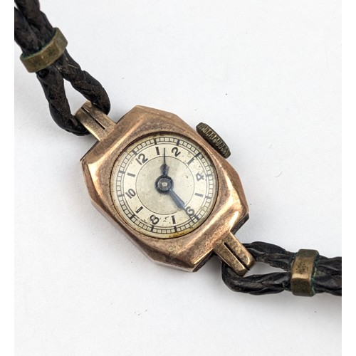 1378 - A 9ct gold cased ladies watch, marked 9ct gold and XRF confirmed, approx 6.86g gross inc strap and m... 