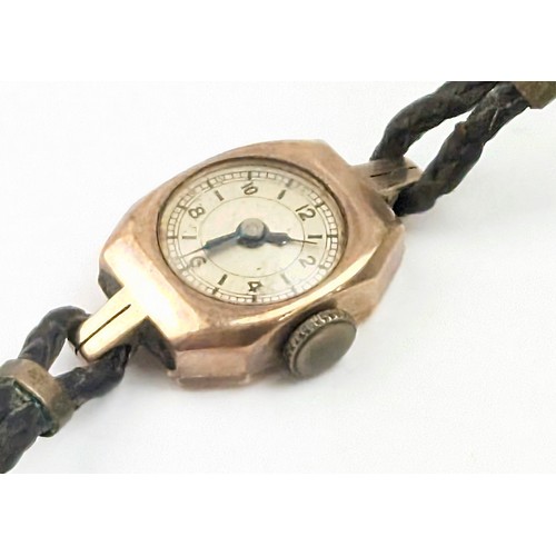 1378 - A 9ct gold cased ladies watch, marked 9ct gold and XRF confirmed, approx 6.86g gross inc strap and m... 