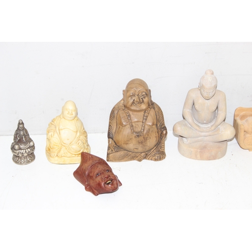 1533 - Qty of assorted figures of Buddhistic deities, a mixture of wooden, stone and metal, various ages, t... 