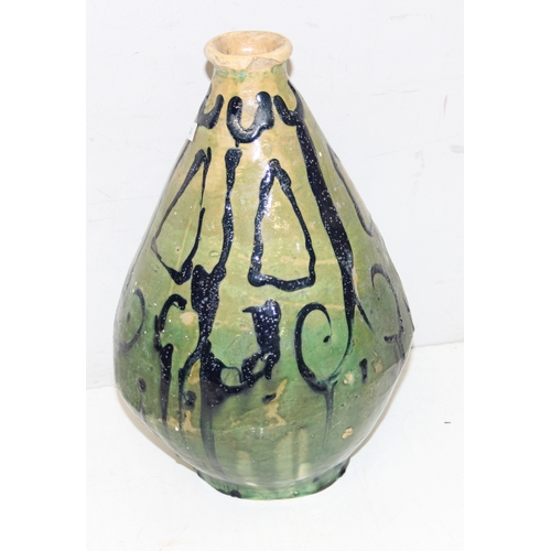 1677 - A large unusual studio or art pottery vase, possibly Welsh, various indistinct marks to base, possib... 