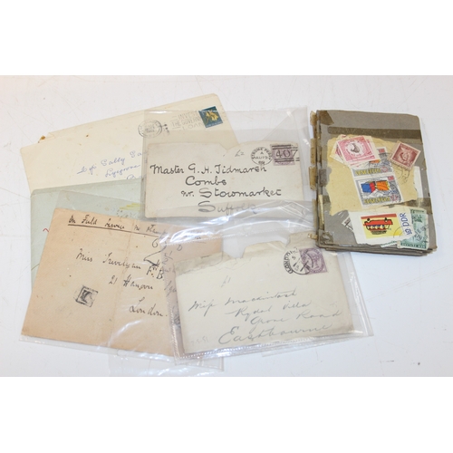 561 - Qty of assorted interesting ephemera to inc early stamps and postal covers, an envelope of gold leaf... 