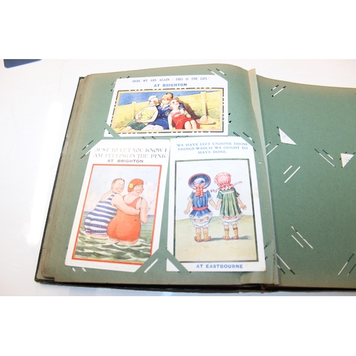 576 - An antique postcard album and contents to inc many early 20th century humorous cards