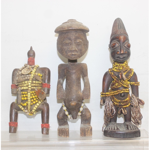 1534 - Qty of assorted vintage African and ethnic woodenware, mainly figures, the largest approx 48cm tall