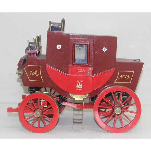 1541 - A superb quality vintage scratch built wooden model of a Victorian Royal Mail carriage or coach, wit... 