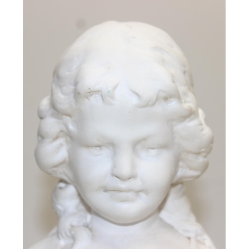 1688 - A vintage painted plaster bust of a clown by Austin Productions and a large plaster figure of a girl... 