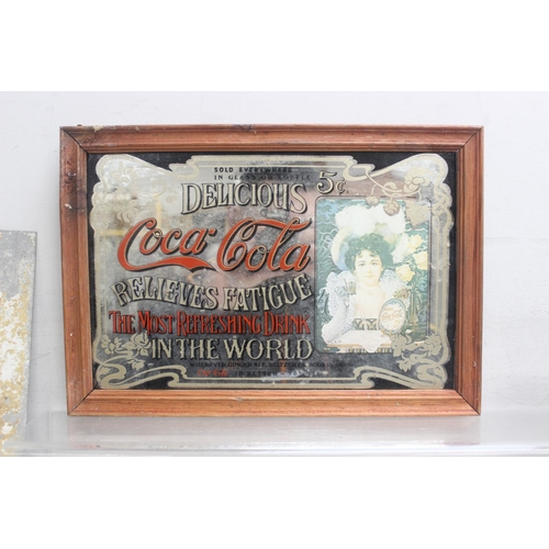 1691 - Qty of assorted advertising related collectables to inc vintage metal coffee signs, bottles, Coca-Co... 