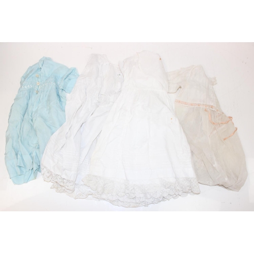 212 - Qty of assorted antique and vintage lace christening gowns and a vintage God Save the Queen scarf de... 