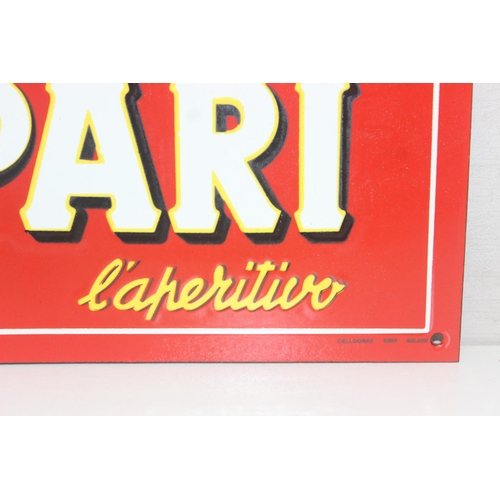 411 - A vintage style Campari enamel advertising sign, approx 51cm x 21cm