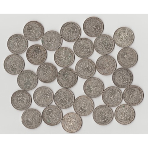 1285 - Qty of assorted British 0.500 silver florin coins, some with good details, approx 335.02g gross (30)